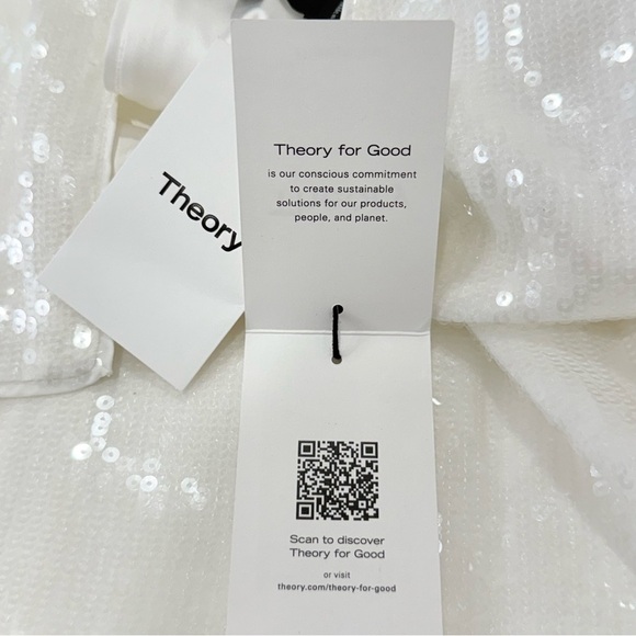 Theory Sequin T-Shirt Mini Dress Oversized White Small Chic Holiday Bridal Party - Picture 12 of 16
